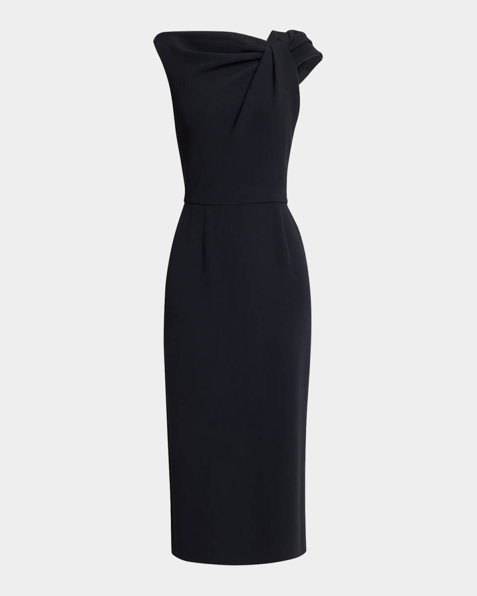 Draped Sleeveless Midi Dress